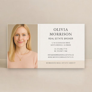 Real Estate Broker Neutral Beige Photo Business Card