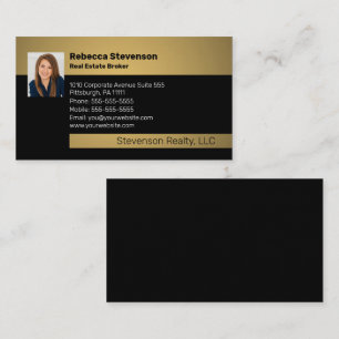Real Estate Broker Professional Black Gold Bus Business Card
