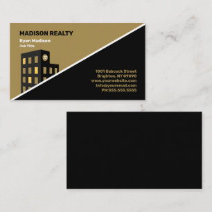 Real Estate Broker Professional Black Gold Business Card