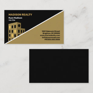 Real Estate Broker Professional Black Gold Business Card
