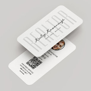 Real Estate Broker Realtor Photo Modern White Business Card
