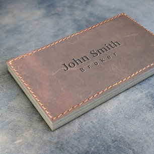 Real Estate Broker Sewed Leather Professional Business Card