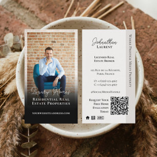 Real Estate Broker White Classy Professional Photo Business Card