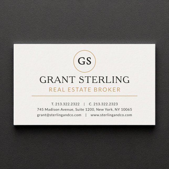 Real Estate Broker White Gold Luxury Business Card (Creator Uploaded)
