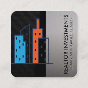 Real Estate Buildings Rentals Renovations Square Business Card