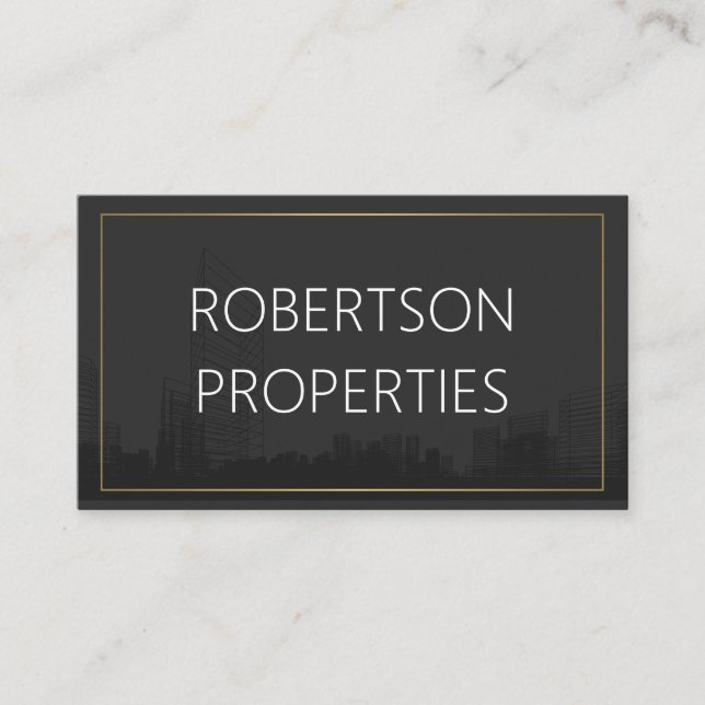 Real Estate Buildings | Wire Frame Background Business Card (Front)