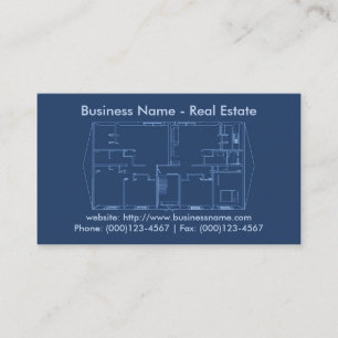 Real Estate Business Card: Floor Plan Blueprint Card