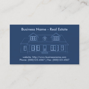 Real Estate Business Card: House Blueprint Business Card