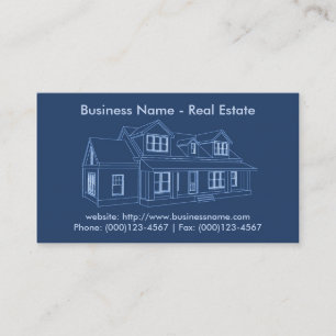 Real Estate Business Card: House Blueprint Card
