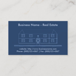 Real Estate Business Card: House Blueprint Card