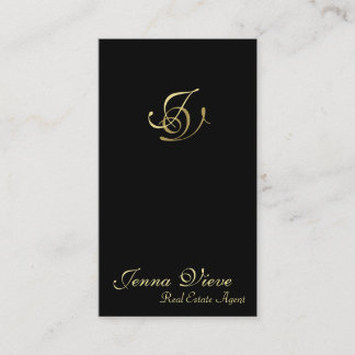 Real Estate Business Card Monogram Black & Gold