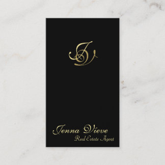 Real Estate Business Card Monogram Black & Gold