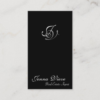Real Estate Business Card Monogram Black & White