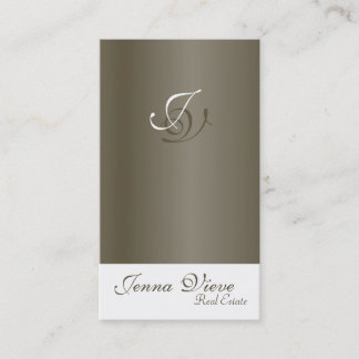 Real Estate Business Card Monogram Pewter & White