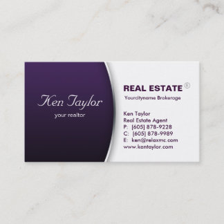 Real Estate Business Card Round Purple Silver