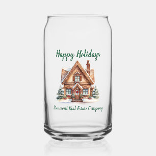 Real Estate Business Christmas Personalised Can Glass