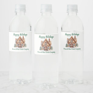 Real Estate Business Christmas Personalised Water Bottle Label