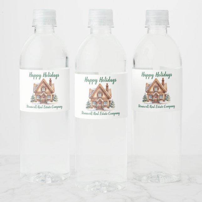 Real Estate Business Christmas Personalised Water Bottle Label (Bottles)