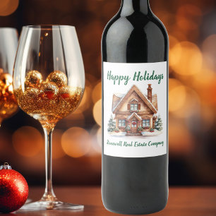 Real Estate Business Christmas Personalised Wine Label