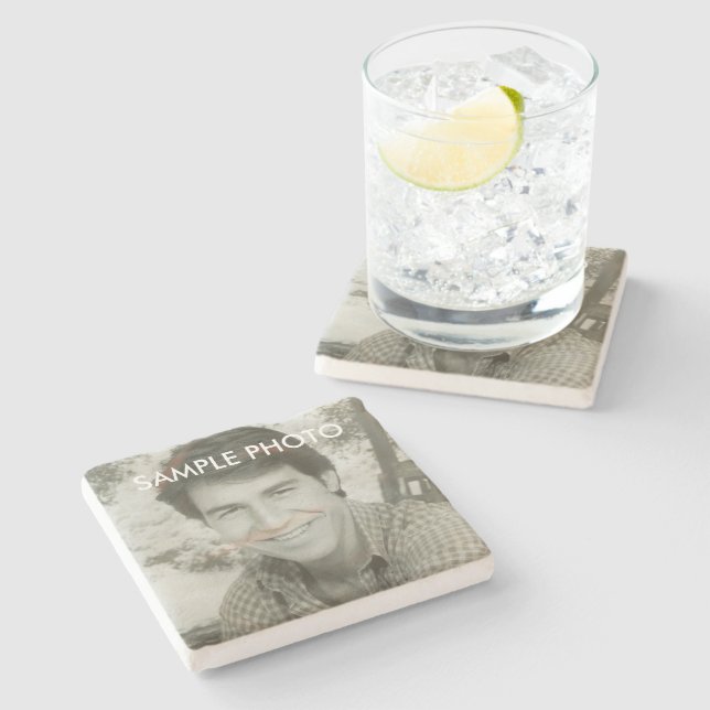 Real Estate Business Custom Headshot Stone Coaster (Side)
