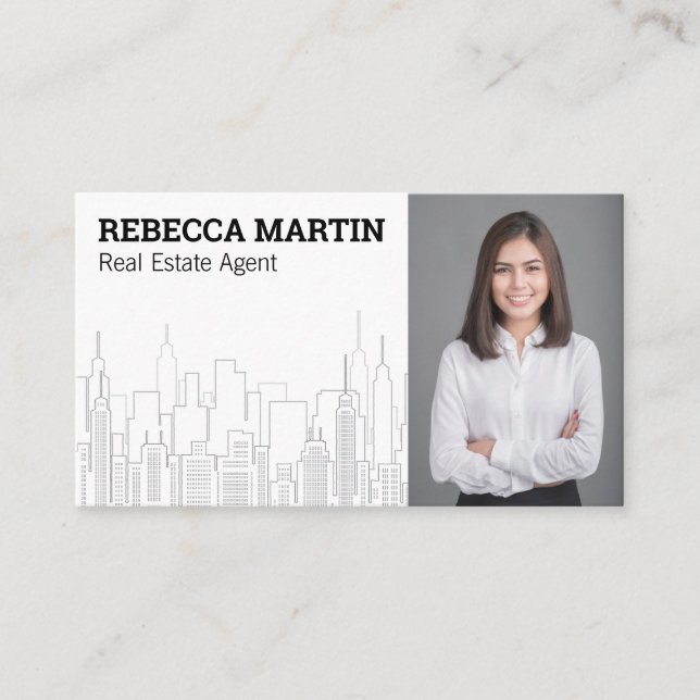 Real Estate Business Woman | City Background Card (Front)