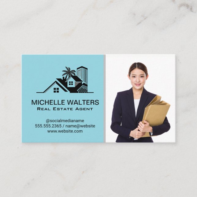 Real Estate Business Woman | Gold Metallic Border Card (Front)
