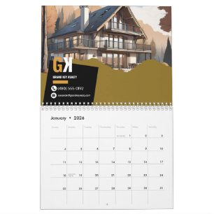 Real Estate Calendar Black & Gold Realtor Design