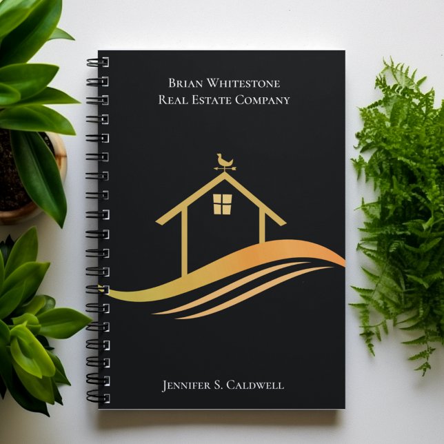 Real Estate Chic Black Gold Personalised Realtor Notebook (Creator Uploaded)