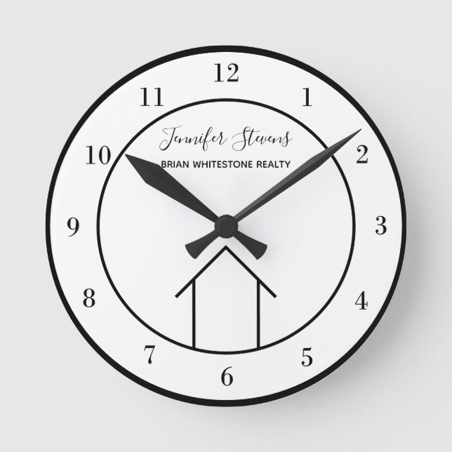 Real Estate Chic Modern Custom Realtor Office Round Clock (Front)