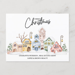 Real Estate Christmas  Holiday Postcard