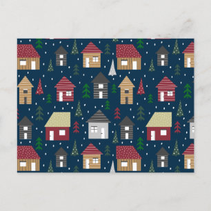 Real Estate Christmas House Pattern Holiday Postcard
