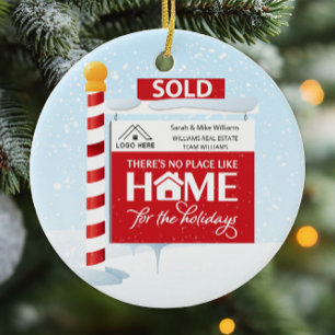 Real Estate Christmas Sold Sign Ceramic Tree Decoration