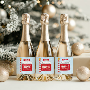 Real Estate Christmas Sold Sign Sparkling Wine Label