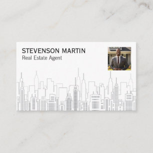 Real Estate City Skyline   Agent Picture Business Card