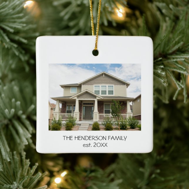 Real Estate Client Photo First Year Home Ceramic Ornament (Tree)