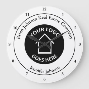 Real Estate Company Add Your Logo Custom Office Large Clock