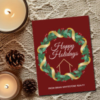 Real Estate Company Christmas Elegant Custom Red