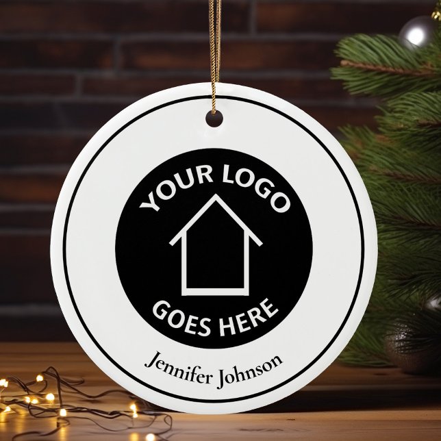 Real Estate Company Custom Logo Realtor Christmas Ceramic Tree Decoration (Creator Uploaded)