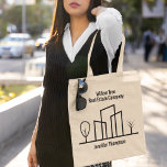 Real Estate Company Cute Custom House Realtor Tote Bag<br><div class="desc">This trendy realtor tote bag is custom made with your realty company name. This black and white design features a simple line drawing of a neighborhood with a tree on either side. Order for your real estate business clients for marketing.</div>