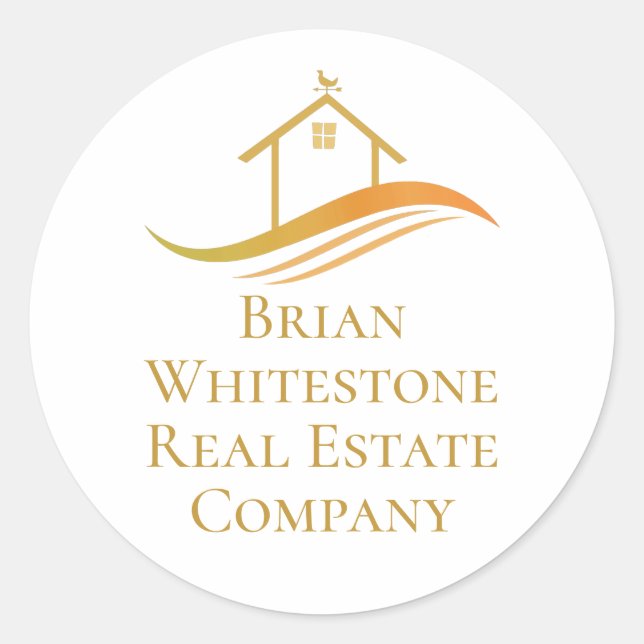 Real Estate Company Gold House Custom Realtor Classic Round Sticker (Front)