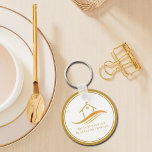 Real Estate Company Gold House Custom Realtor Key Ring<br><div class="desc">This chic real estate company keychain is custom made with your realty company and agent name. These elegant gold marketing items feature a pretty house with a weathervane on top and sleek curves underneath. Personalise this modern business gifts with your own information.</div>