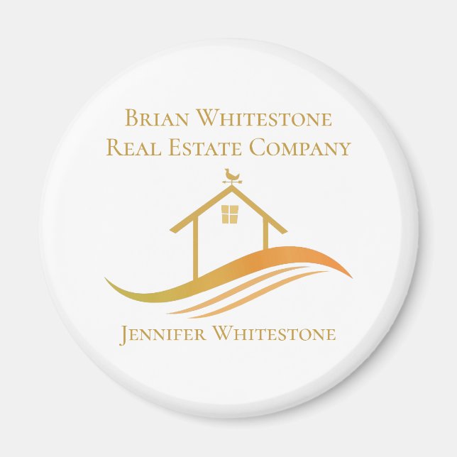 Real Estate Company Gold House Custom Realtor Magnet (Front)