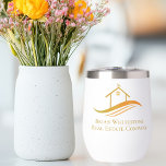 Real Estate Company Gold House Logo Custom Realtor<br><div class="desc">This chic real estate company water bottle is custom made with your realty company and agent name. These elegant gold marketing items feature a pretty house with a weathervane on top and sleek curves underneath. Personalise this modern business gift with your own information. Keep logo or replace with your own....</div>