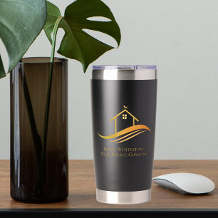 Real Estate Company Gold House Logo Custom Realtor Insulated Tumbler
