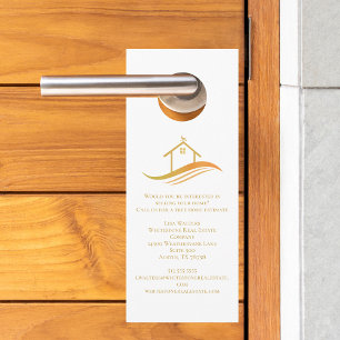 Real Estate Company Gold House Logo Marketing Door Hanger