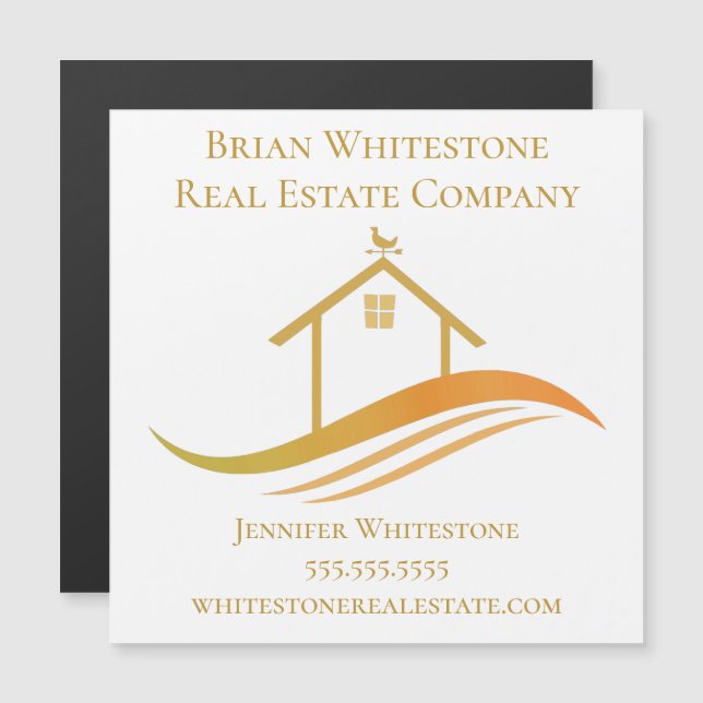 Real Estate Company Gold House Realtor Magnet Card (Front/Back)