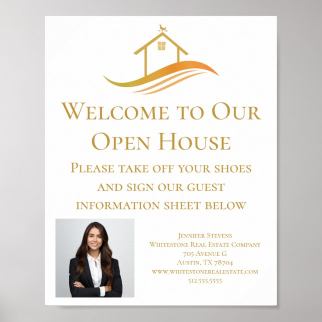 Real Estate Company Gold Logo Open House Welcome Poster (Front)