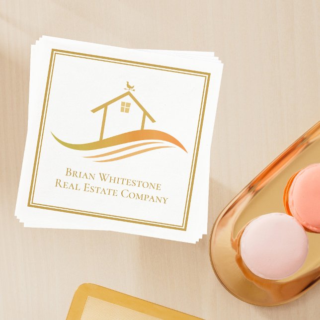 Real Estate Company Gold Open House Customisable Napkin (Creator Uploaded)