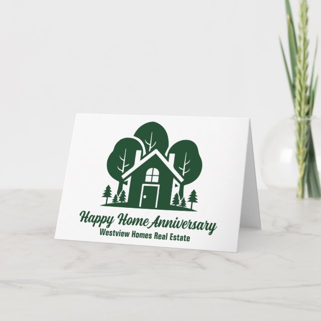 Real Estate Company Green Forest House Marketing Card (Front)