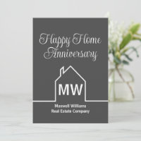 Real Estate Company Grey Home Anniversary Card